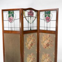 Liberty & Co., a Glasgow-Style Arts & Crafts Walnut Three Fold Screen/Room Divider - Thumbnail 2