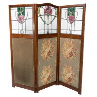 Liberty & Co., a Glasgow-Style Arts & Crafts Walnut Three Fold Screen/Room Divider