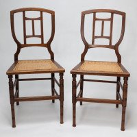 H. W. Batley, attributed. Jas Shoolbred a Pair of Aesthetic Movement Cane Seat Beech Side Chairs - Thumbnail 2