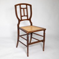 H. W. Batley, attributed. Jas Shoolbred a Pair of Aesthetic Movement Cane Seat Beech Side Chairs - Thumbnail 3