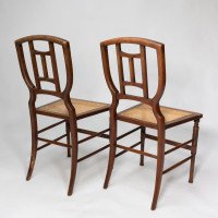 H. W. Batley, attributed. Jas Shoolbred a Pair of Aesthetic Movement Cane Seat Beech Side Chairs - Thumbnail 4