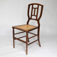 H. W. Batley, attributed. Jas Shoolbred a Pair of Aesthetic Movement Cane Seat Beech Side Chairs - Thumbnail 6