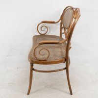 Thonet. A Bentwood Settee with Scrollwork Decoration with Caned Seat & Back - Thumbnail 4