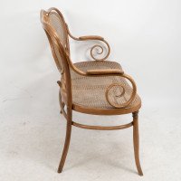 Thonet, Vienna Secession beech bentwood settee with caned seat and back - Thumbnail 5