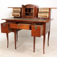 George Walton. Arts & Crafts Walnut Desk with Secret Drawers & Heart Escutcheons - Thumbnail 3