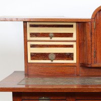 George Walton. Arts & Crafts Walnut Desk with Secret Drawers & Heart Escutcheons - Thumbnail 7
