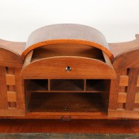 George Walton. Arts & Crafts Walnut Desk with Secret Drawers & Heart Escutcheons - Thumbnail 9