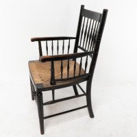 Liberty & Co. Attributed, Style of. Morris & Co., Aesthetic Movement Rush Seat Armchair - Thumbnail 4
