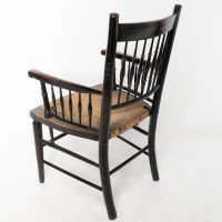 Liberty & Co. Attributed, Style of. Morris & Co., Aesthetic Movement Rush Seat Armchair - Thumbnail 13