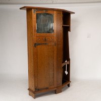 Shapland & Petter Attributed, Arts & Crafts Oak Hall Cupboard with Flaring Cornice - Thumbnail 2