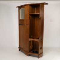 Shapland & Petter Attributed, Arts & Crafts Oak Hall Cupboard with Flaring Cornice - Thumbnail 3