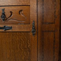 Shapland & Petter Attributed, Arts & Crafts Oak Hall Cupboard with Flaring Cornice - Thumbnail 12