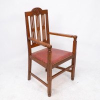 A Set of Four Arts & Crafts Dining Chairs with Nicely Carved Floral Decoration - Thumbnail 3