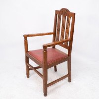 A Set of Four Arts & Crafts Dining Chairs with Nicely Carved Floral Decoration - Thumbnail 5