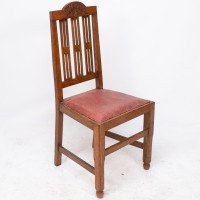 A Set of Four Arts & Crafts Dining Chairs with Nicely Carved Floral Decoration - Thumbnail 11