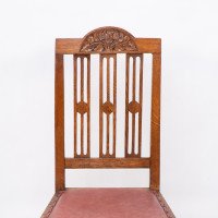A Set of Four Arts & Crafts Dining Chairs with Nicely Carved Floral Decoration - Thumbnail 16