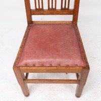 A Set of Four Arts & Crafts Dining Chairs with Nicely Carved Floral Decoration - Thumbnail 17
