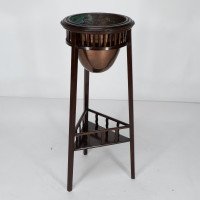 Shapland & Petter. Rare Arts & Crafts Two-tier Mahogany Three-leg Plant Stand - Thumbnail 2