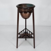 Shapland & Petter. Rare Arts & Crafts Two-tier Mahogany Three-leg Plant Stand - Thumbnail 3