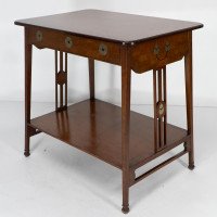 Leonard Wyburd for Liberty & Co., Arts & Crafts Two-tier Mahogany Side Table - Thumbnail 5