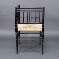 Liberty & Co. Aesthetic Movement ebonized corner armchair from the Argyll suite - Thumbnail 6