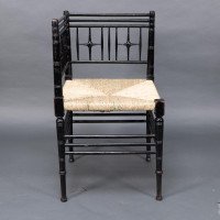 Liberty & Co. Aesthetic Movement ebonized corner armchair from the Argyll suite - Thumbnail 8