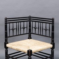 Liberty & Co. Aesthetic Movement Ebonised corner Armchair from the Argyll suite - Thumbnail 9