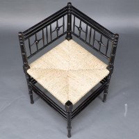 Liberty & Co. Aesthetic Movement ebonized corner armchair from the Argyll suite - Thumbnail 12