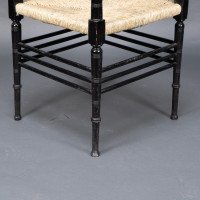 Liberty & Co. Aesthetic Movement ebonized corner armchair from the Argyll suite - Thumbnail 16