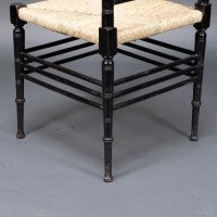 Liberty & Co. Aesthetic Movement ebonized corner armchair from the Argyll suite - Thumbnail 15