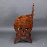 Walford & Donkin. A High Gothic Revival Oak Armchair with Carved & Fretwork Sides - Thumbnail 4
