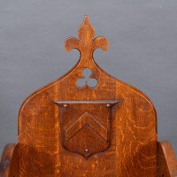 Walford & Donkin. High Gothic Revival Oak Armchair with Carved & Fretwork Sides - Thumbnail 7
