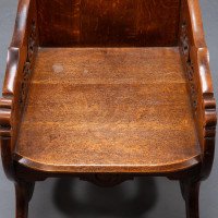 Walford & Donkin. A High Gothic Revival Oak Armchair with Carved & Fretwork Sides - Thumbnail 8