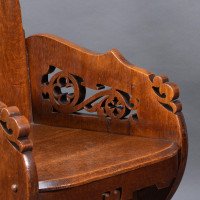 Walford & Donkin. High Gothic Revival Oak Armchair with Carved & Fretwork Sides - Thumbnail 10