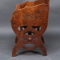 Walford & Donkin. High Gothic Revival Oak Armchair with Carved & Fretwork Sides - Thumbnail 15