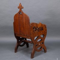 Walford & Donkin. High Gothic Revival Oak Armchair with Carved & Fretwork Sides - Thumbnail 20
