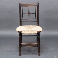 Morris & Co. Ford Madox Brown. Pair of Aesthetic Movement rush seat side chairs Sussex range - Thumbnail 6