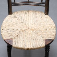 Morris & Co. Ford Madox Brown. Pair of Aesthetic Movement rush seat side chairs Sussex range - Thumbnail 10