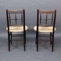 Morris & Co. Ford Madox Brown. Pair of Aesthetic Movement rush seat side chairs Sussex range - Thumbnail 17