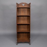 Liberty & Co., a Slim Arts & Crafts Oak Bookcase with Stylised Floral Cut-outs - Thumbnail 3