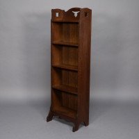 Liberty & Co., a Slim Arts & Crafts Oak Bookcase with Stylised Floral Cut-outs - Thumbnail 4