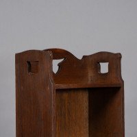 Liberty & Co., a Slim Arts & Crafts Oak Bookcase with Stylised Floral Cut-outs - Thumbnail 7