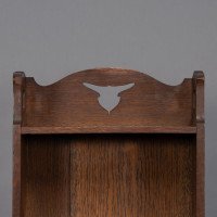 Liberty & Co., a Slim Arts & Crafts Oak Bookcase with Stylised Floral Cut-outs - Thumbnail 8