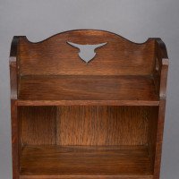 Liberty & Co., a Slim Arts & Crafts Oak Bookcase with Stylised Floral Cut-outs - Thumbnail 10