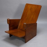 Gerard Rietveld style of. A modernist oak armchair with turned hand rests - Thumbnail 3