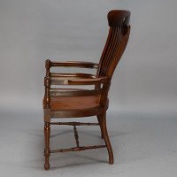 E. W. Godwin, attributed. For James Peddle or Smee. A Tall Back Serpentine Shape Walnut Armchair - Thumbnail 4