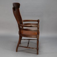 E. W. Godwin, attributed. For James Peddle or Smee. A Tall Back Serpentine Shape Walnut Armchair - Thumbnail 5
