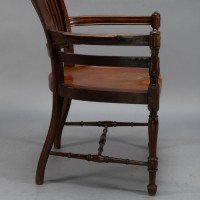 E. W. Godwin, attributed. For James Peddle or Smee. A Tall Back Serpentine Shape Walnut Armchair - Thumbnail 7