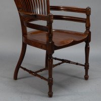 E. W. Godwin, attributed. For James Peddle or Smee. A Tall Back Serpentine Shape Walnut Armchair - Thumbnail 8