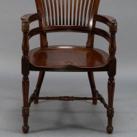 E. W. Godwin Attributed, for James Peddle or Smee. A Tall Back Serpentine Shape Walnut Armchair - Thumbnail 9